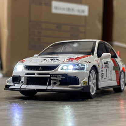 Miniatures 1:32 Mitsubishi Lancer Evolution EVO Petroleum version alloy diecast model sound light toys collection ornament gifts