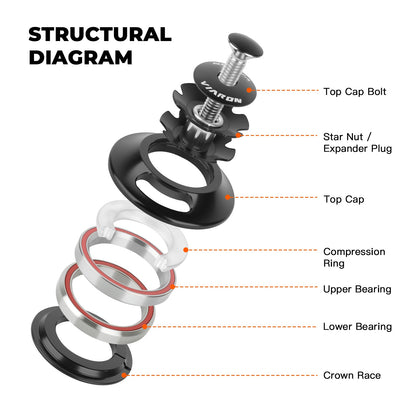 VIARON Bicicleta 52-52mm Roteamento Interno de Cabos Grupo de Bacia Roteamento Interno de Cabos Quadro Cônico Reto 28.6mm 39.8mm Grupo de Bacia Caixa de Direção Oculta
