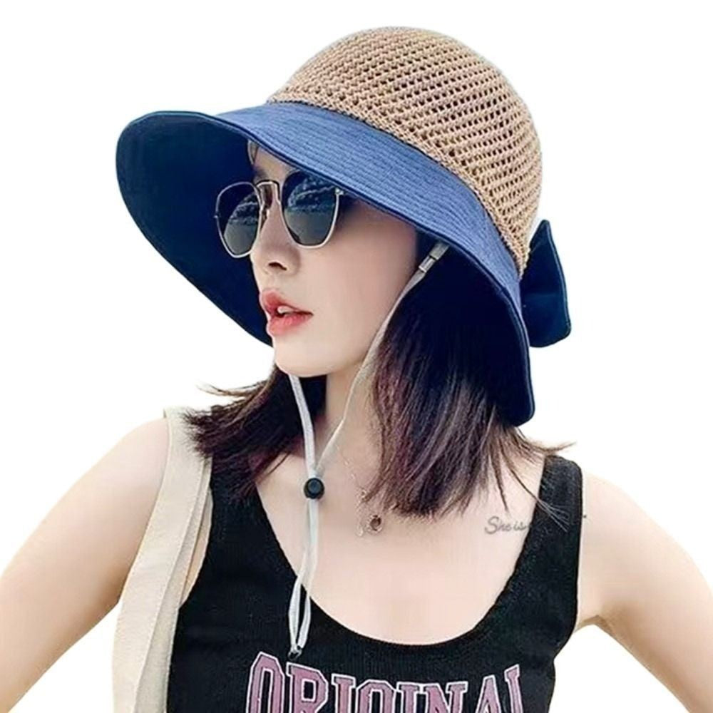 Summer Women Bucket Hat Anti-UV Sun Hats Soft Portable Wide Brim Outdoor Beach Hat Panama Cap With Storage Bag