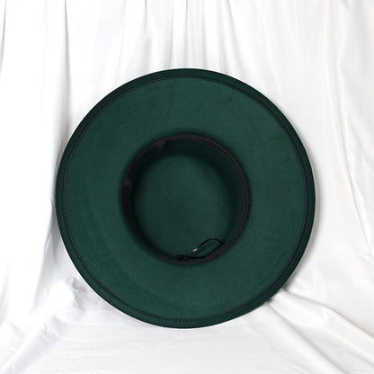 2022 new oversized edge flat top hat retro French felt hat outdoor sun hat women's big-brimmed fedora hat