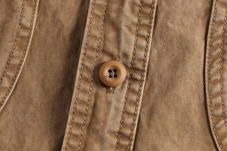 2025 Autumn New American Retro Woven Twill Cargo Shirt Men's Fashion 100% Cotton Washed Long Sleeve Double Pocket Casual Jacket