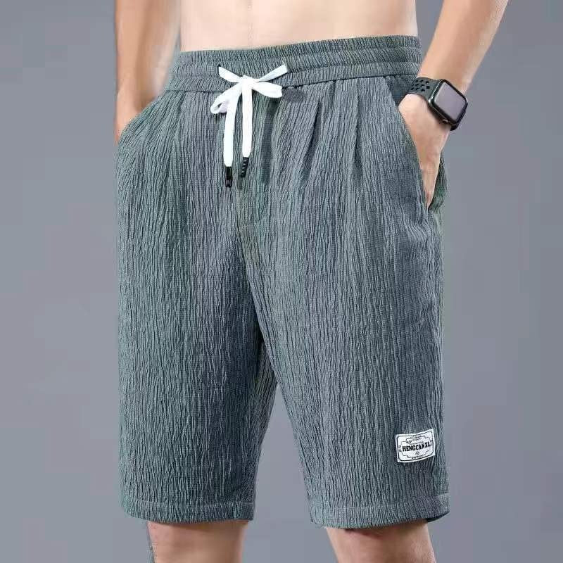 Sleeping Pants Ice Silk Shorts Men Casual Shorts Loose 5-Minute Pants Solid Youth Home Shorts Elastic Waist Large Pajama Pants