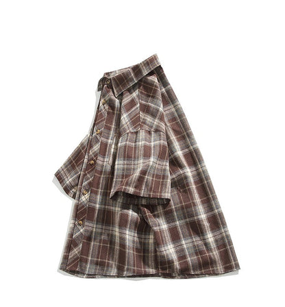 2025 Mens Cotton Plaid Style Cargo Shirts Casual Dress Short Sleeve Work Streetwear Blouses M-5XL