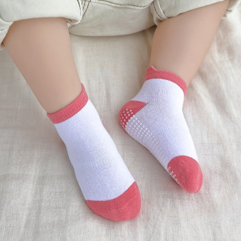 6 Pairs Baby Socks Spring Autumn Cartoon Weather Full Bottom Anti Slip Mid Tube Kids Boys Girls Socks