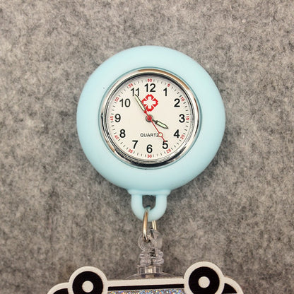 Glitter Acrylic Hospital Acrylic Heart Stethoscope Lovely Nurse Doctor Alligator Clip Pocket Watches Medical Hang Clock Gift