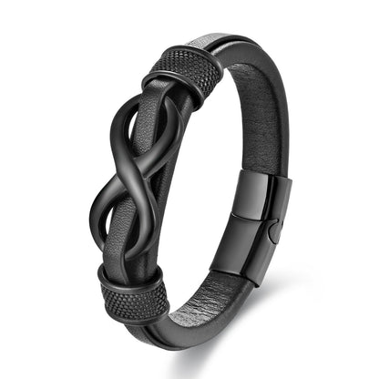 Pulseira de Aço Inoxidável Clássica de Couro Masculina, Corrente, Acessórios de Joias Elegantes para Pai e Namorado