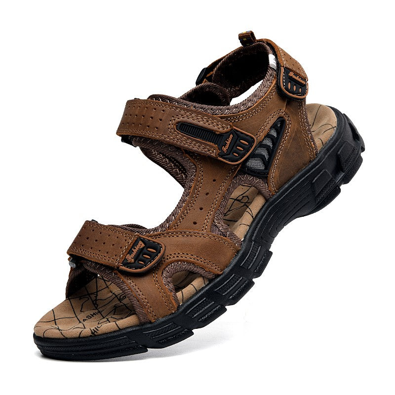 Brand Classic Mens Sandals Summer Genuine Leather Sandals Men Outdoor Casual Lightweight Sandal Fashion Men Sneakers Size 38-46