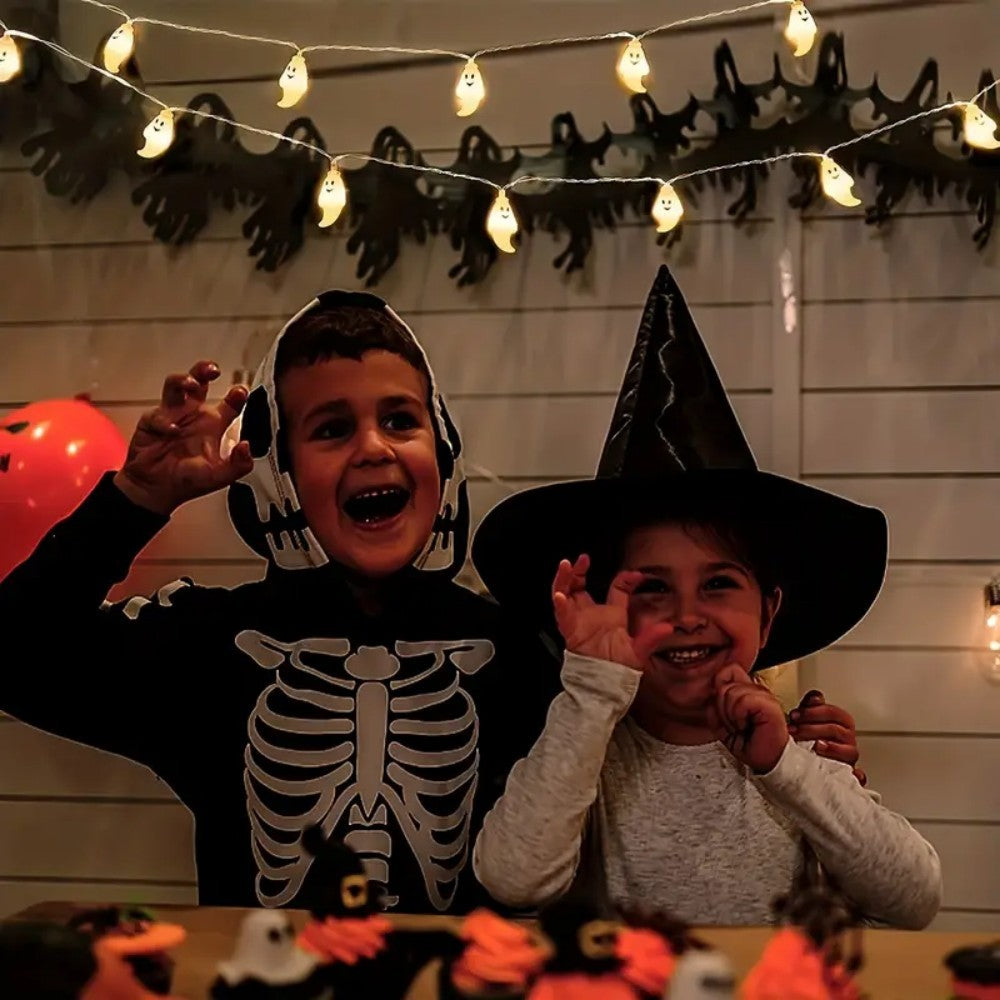 1PC LED Ghost String Lights Festival Decoration Haunted House Party Props Mood Lighting for Indoor Outdoor Halloween Decor