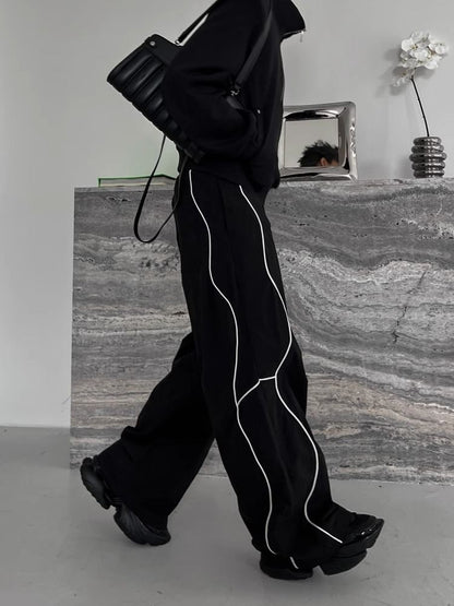 Men's Casual Pants Straight Punk Black Loose Baggy Male Trousers Clothes Plus Size Polyester Vintage Sale Cotton Fashion 2025
