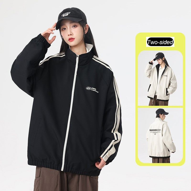 New Jacket Two-sided Long Sleeve Outdoor Men Coats Women Reversible Windproof Coats Splashproof Double-Sided Jackets Couple Top