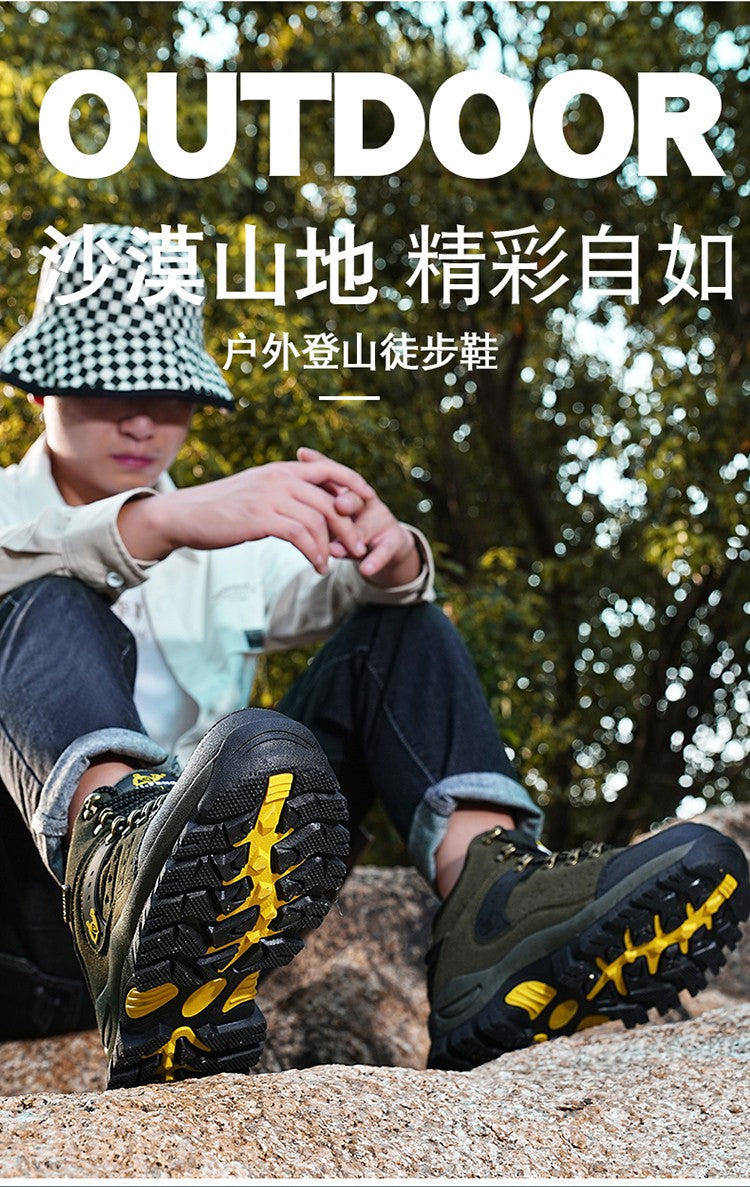 Botas Masculinas Clássicas Modernas para Tornozelo Botas de Caminhada Resistentes ao Desgaste em Camurça de Vaca Tênis de Caminhada Confortáveis Masculinos Sapatos Táticos