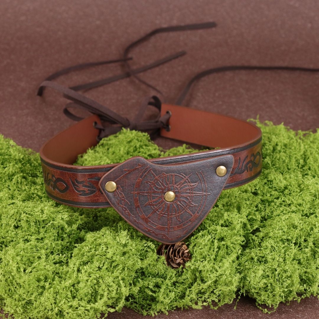 Medieval Embossed Pirate Eye Patch, Vintage Faux Leather Eye Mask Viking Accessories, Renaissance Eye Cover Cosplay