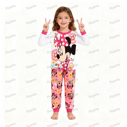 Autumn Winter 100 Cotton Full Sleeve Baby Minnie Mouse Pajamas Sets Children's Sleepwear Kids Pyjamas Pixar McQueen Kids Clothes