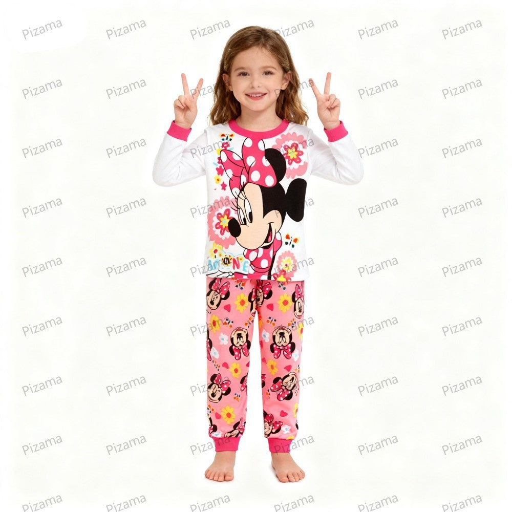 Autumn Winter 100 Cotton Full Sleeve Baby Minnie Mouse Pajamas Sets Children's Sleepwear Kids Pyjamas Pixar McQueen Kids Clothes