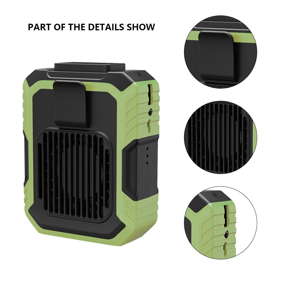 Mini Ventilador Portátil de Cintura 3 Velocidades 4000mAh Ventilador Pessoal Vestível Power Bank de Emergência para Canteiro de Obras/Fazenda/Viagem/Pesca