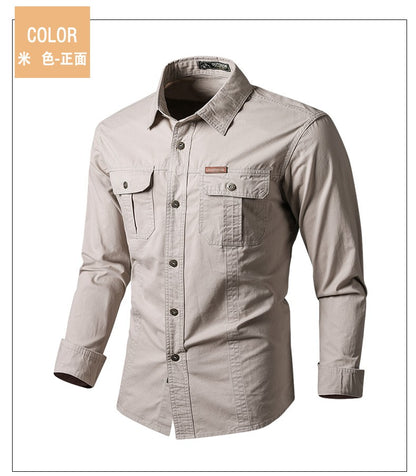 Mens Katoen Militaire Shirts Mannen Lange Mouwen Casual Dress Shirt Mannelijke Cargo Werk Shirts Heren Werken Shirts