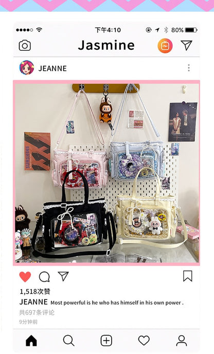 New Japanese Style Transparent Crossbody Bag Cute Candy Color Commuting Shoulder Bag for Girls Simple and Casual Texture Ita Bag