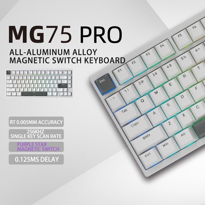 Teclado Gamer IROK MG75 PRO MAX 8K com Switch Magnético Acionamento Rápido de 0,005mm RT Teclado Mecânico com Hot Swap/SOCD/À Prova D'Água