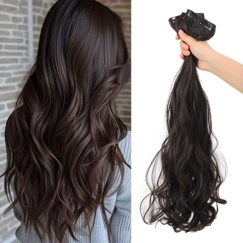 Conjunto de corte de cabelo sintético feminino 3pçs - extensão de cabelo ondulado natural invisível com presilha BB fixada ao cabelo feminino peruca resistente ao calor