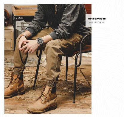 Calça Cargo Masculina ARENS Techwear Preta Calça Cargo Masculina Vintage Japonesa Streetwear Hip Hop Bolsos Estilo Safari Casual Solta
