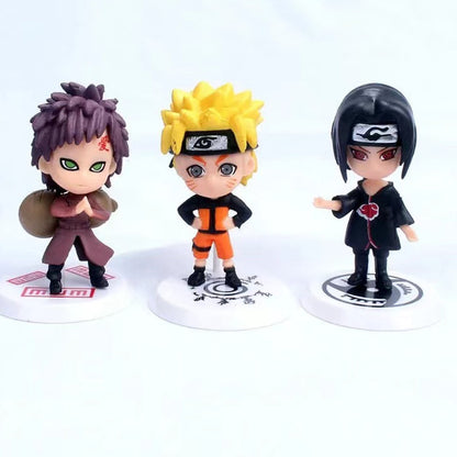6 Peças/Lote NARUTO Sasuke Gaara Uchiha Madara Boneco 7-8cm 2 Estilos Base de Personalidade Miniaturas de Brinquedo de Presente