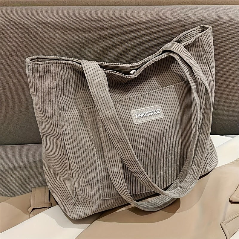 Women's Corduroy Shoulder Tote Bag, Casual Large Capacity Fashion Handbag for Going Out, Purses and Handbags Designer Bag