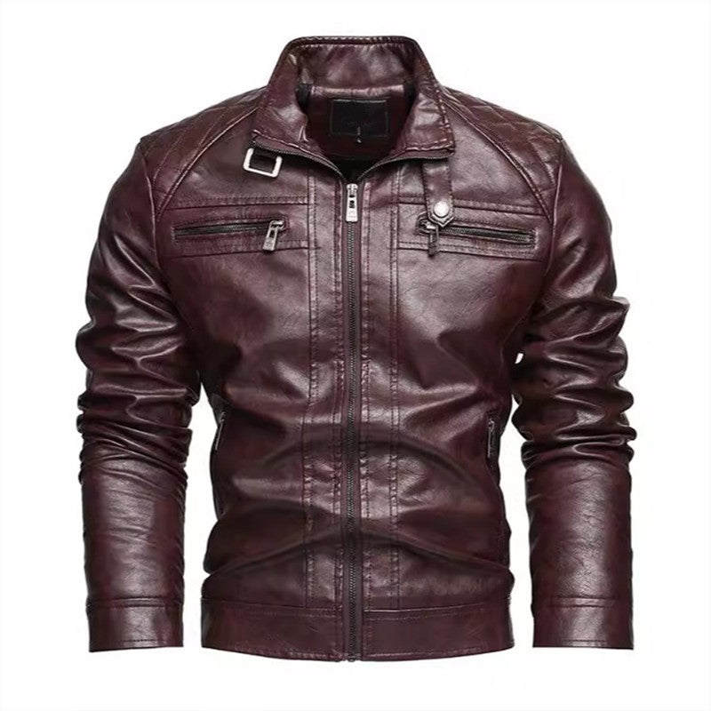 PU Leather Jacket Men Autumn Winter Motorcycles Faux Leather Coats Fashion Male Stand Collar Moto Biker Vintage Casual Outwear