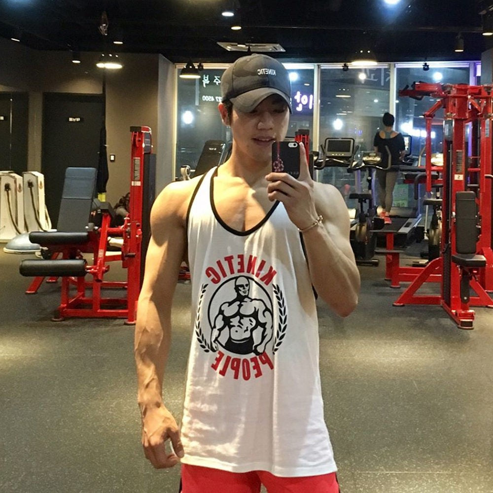 Gym Sleeveless Shirt Men Bodybuilding Tank Tops Fitness Workout Cotton Print Singlet Stringer Undershirt Male Casual Summer Vest