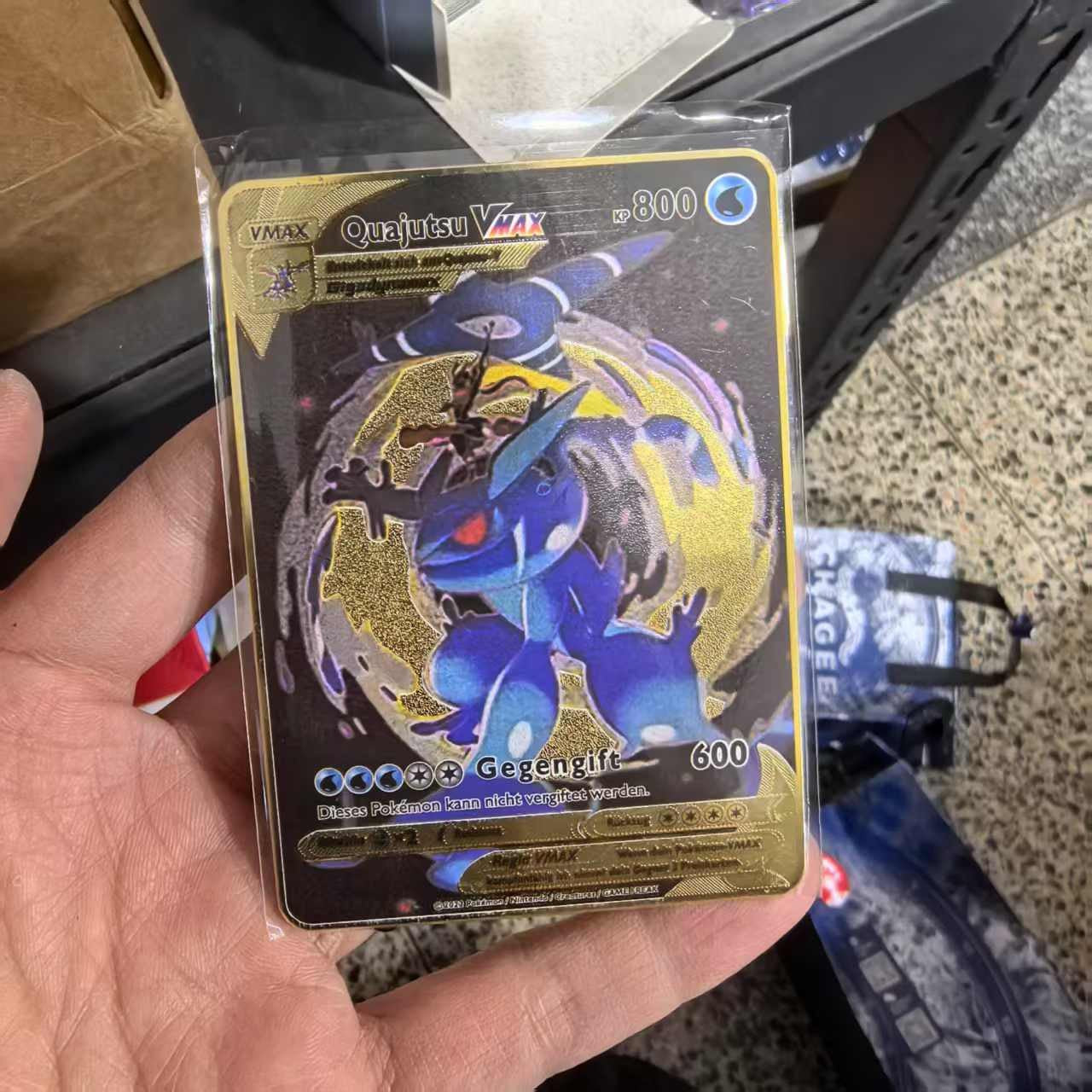 Pokémon Metal Cards em alemão Terastal Pikachu Arceus Charizard DIY Trading Flash Card Anime Cartoon Gift