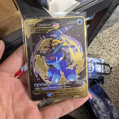 Pokémon Metal Cards em alemão Terastal Pikachu Arceus Charizard DIY Trading Flash Card Anime Cartoon Gift