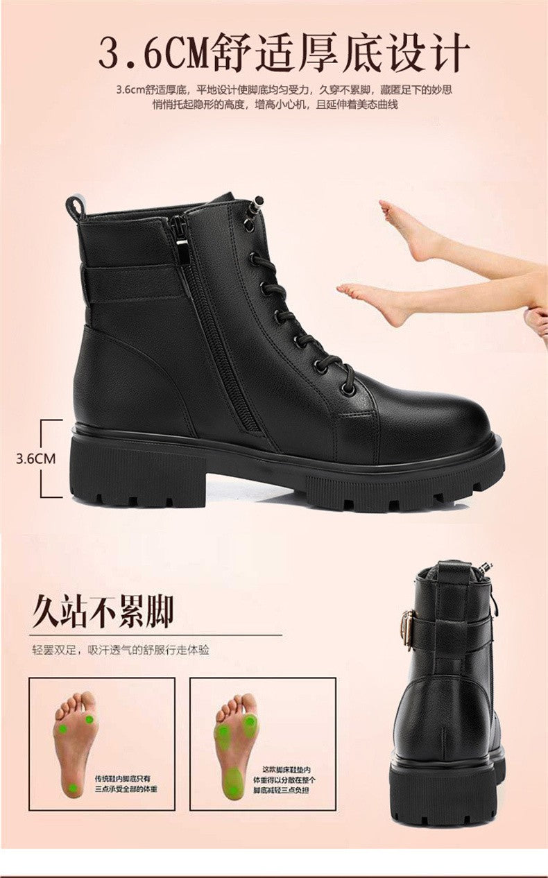 2024 Short Shoes for Women Female Ankle Boots Platform with Laces Combat Lace-up Footwear Chunky Booties Punk Style Leather