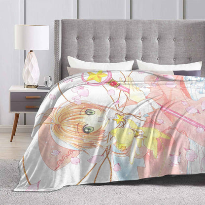 Anime Cardcaptor Sakura Cobertores Flanela Primavera/Outono Cobertor de Malha Super Quente Respirável para Cama Viagem Colcha