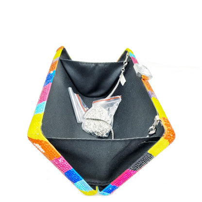 Designer Multicolored Diamond Evening Clutch Bags Women’s Rainbow Crystal Rhinestone Wedding Banquet Handbag Femal Party Purse