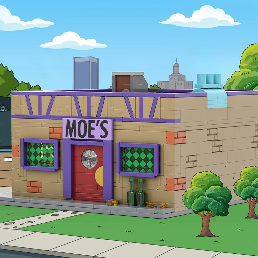MOC Simpsonized Anime Taverna do Moe Blocos de Montar Modelo Taverna do Moe de Springfield Brinquedo de Montar Tijolos Modulares Presentes de Aniversário para Crianças