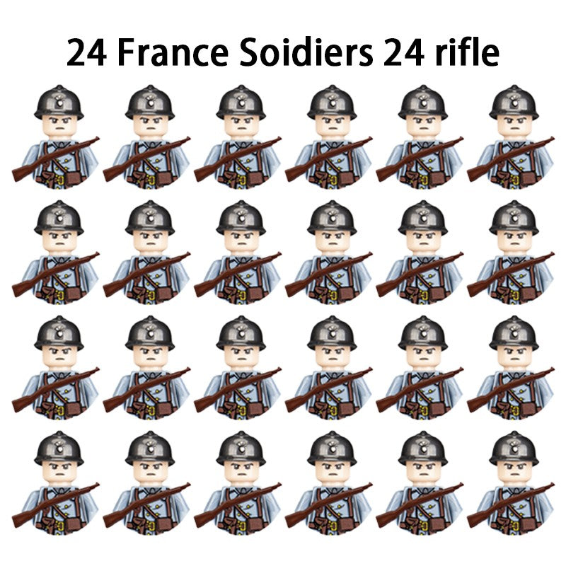 Brinquedos de blocos de montar para crianças: Modelos de Mini Armas de Exército Nacional de Guerra de Soldados de Infantaria da Segunda Guerra Mundial