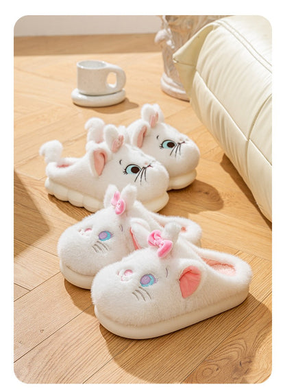 Princesa Cute Mary Gato Chinelos de Algodão Peludo Mulheres Chinelos de Casa Inverno Chinelos de Pelúcia Slides Chinelos de Interior Fofos Sapatos Encantadores