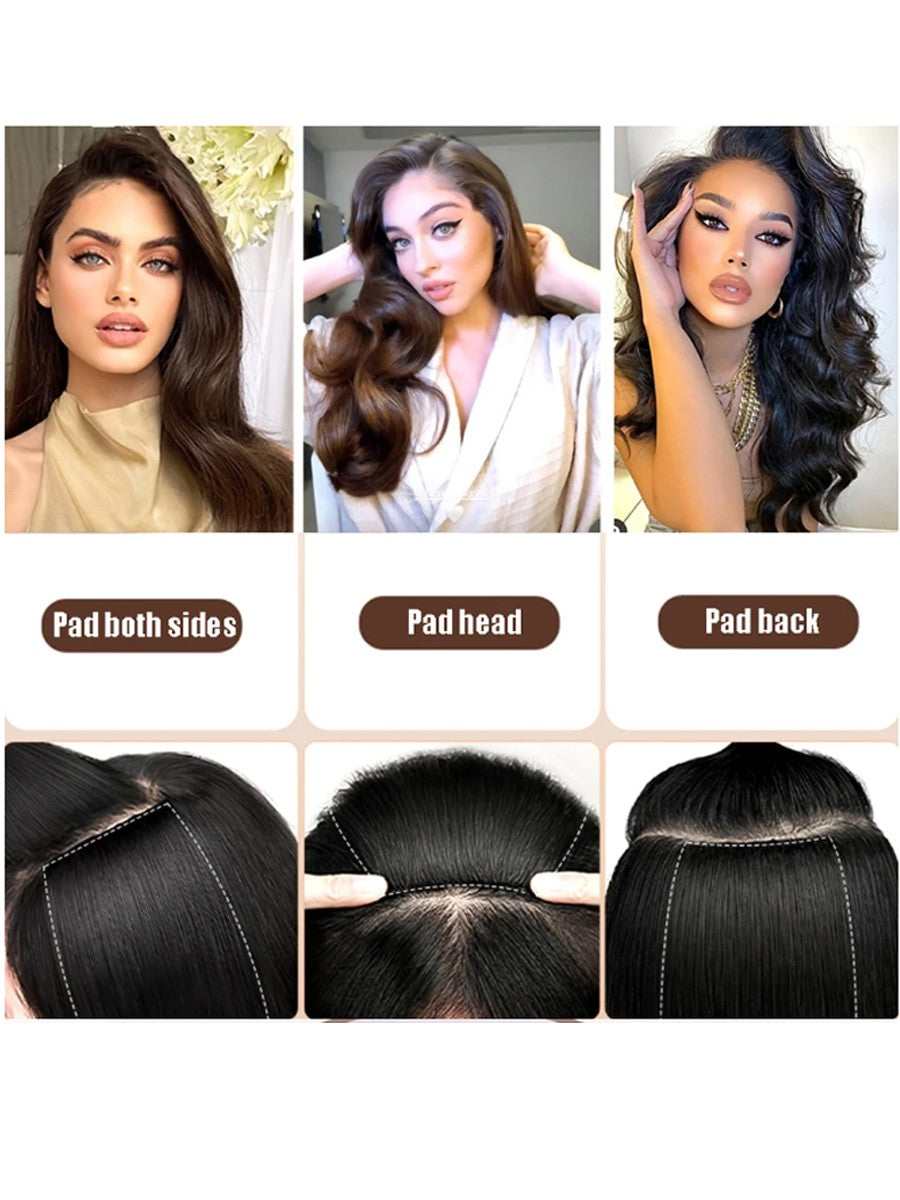 10cm Extensão de Cabelo Sintético Curto Liso Invisible Pad Forro Lateral Superior da Cabeça Aplique para Mulheres