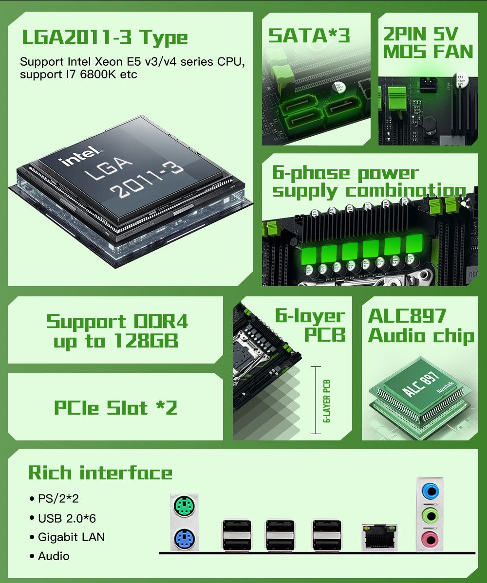 Placa-mãe MACHINIST X99 PR9-H Kit Com CPU Xeon E5 2650 V4 LGA2011-3 Memória RAM DDR4 16GB (1*16GB) 2133MHZ NVME M.2 SATA