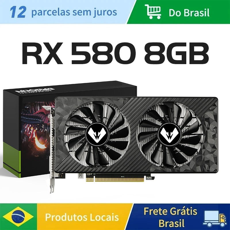 Placa de Vídeo MAXSUN AMD RX580 8GB GDDR5 256Bit 2048SP PCIExpress 3.0×16 Placas de Vídeo para Jogos Componentes de Computador de Mesa Totalmente Novo