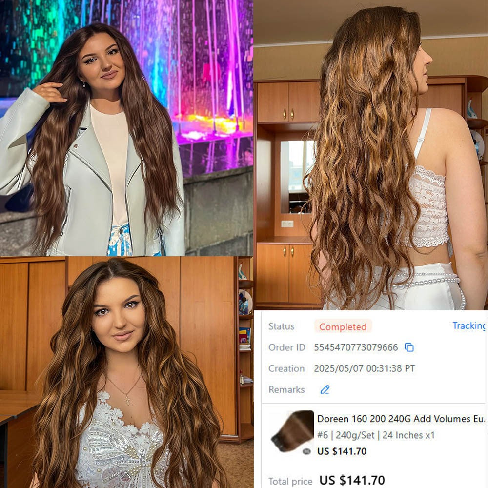 Doreen 160G 200G 240G Série Volume Cabelo Humano Liso Remy Brasileiro Com Tic Tac Extensões de Cabelo Cabeça Inteira 10 Peças 40 a 60 Centímetros