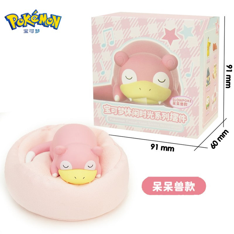 POKEMON Original Posição de Dormir Pikachu Charmander Slowpoke Meowth Rowlet Figuras Boneco de Ação Genuíno Brinquedo Presente