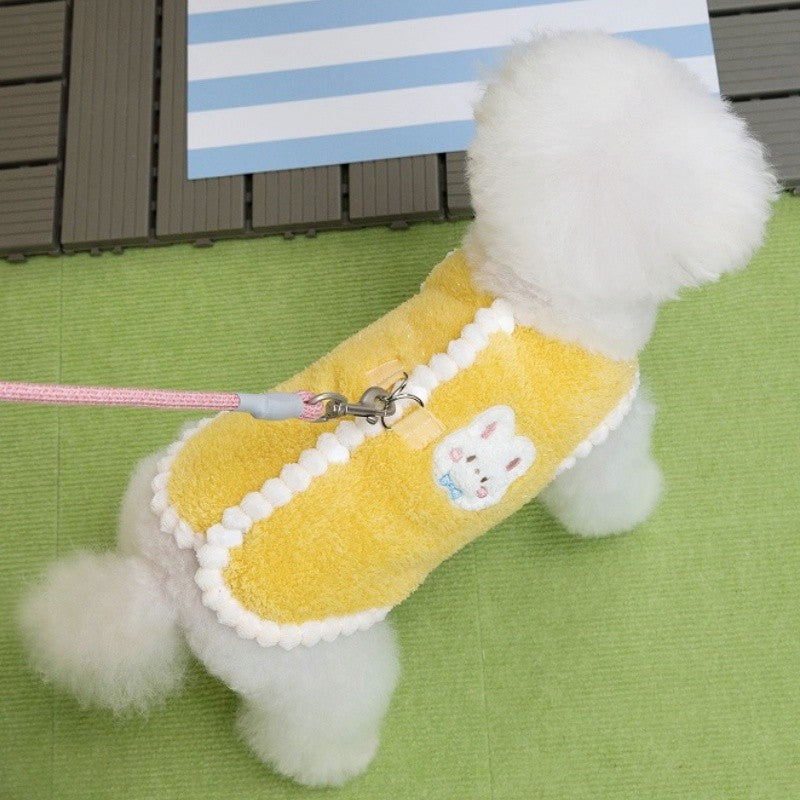 Roupas de cachorro de lã de outono Colete de cachorro com estampa de coelho Moda Moletom de cachorrinho Quente Colete de gato Pulôveres Moletons de estimação Fantasia de chihuahua