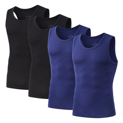 4Pcs/Pack Man Sleeveless T-shirt Solid Color Men's Tank Top Bamboo Fiber Undershirts Men Vest Suitable wear inside or outside