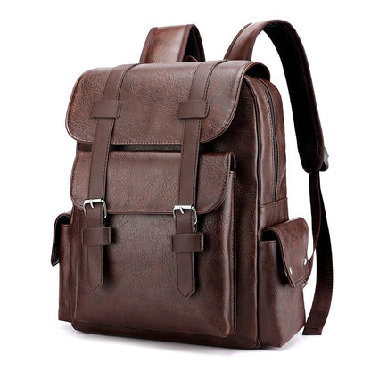 2023 Men Backpack PU Leather Bagpack Large Laptop Backpacks Male Mochilas Black Schoolbag For Teenagers Boys Brown Sac A Dos