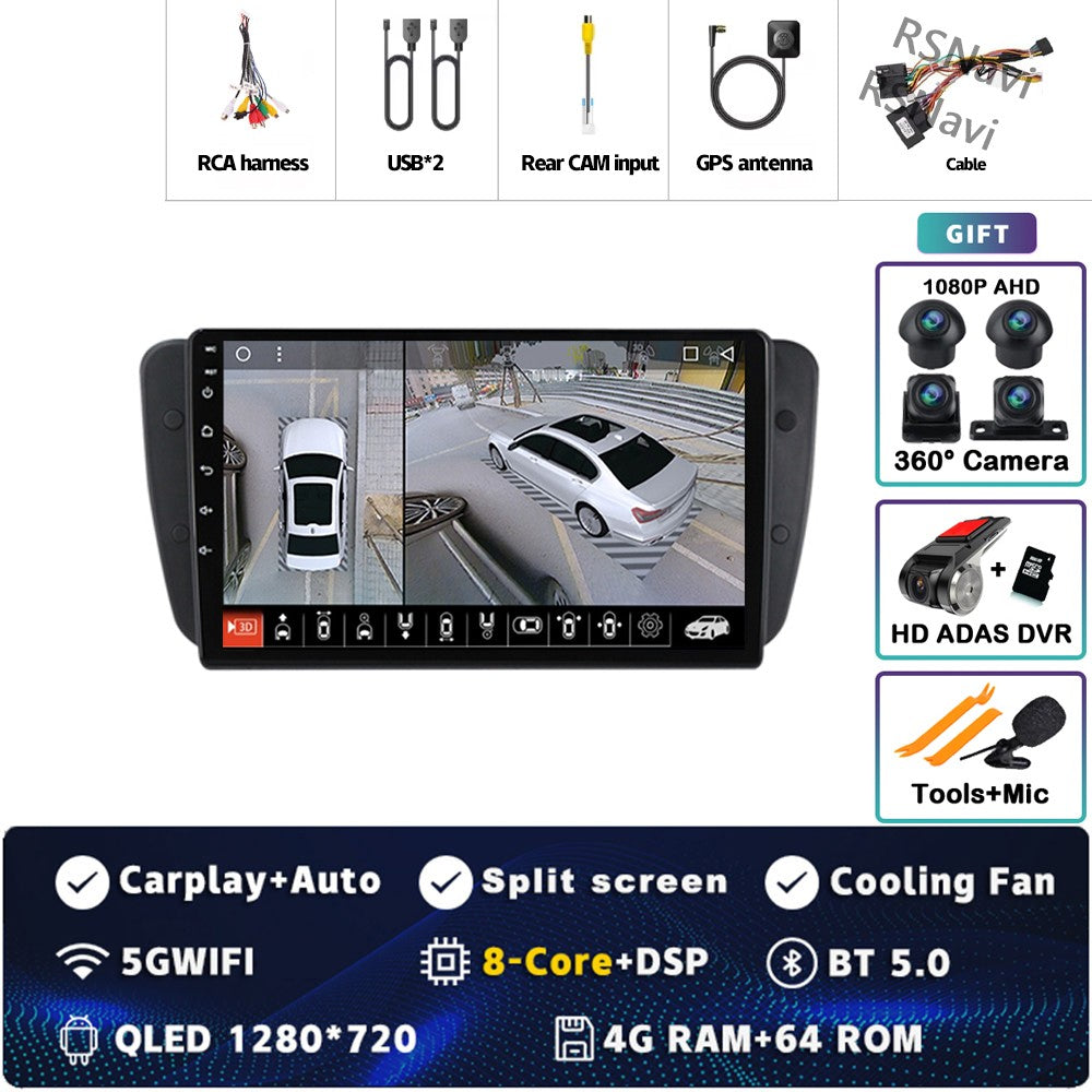 Android 15 For SEAT Ibiza 6J IV 4 2008 - 2015 2K QLED Stereo Car Radio Multimedia Video Player GPS AI Voice CarPlay Head Unit