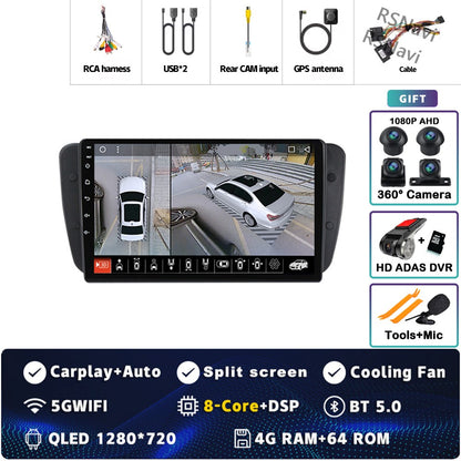Android 15 For SEAT Ibiza 6J IV 4 2008 - 2015 2K QLED Stereo Car Radio Multimedia Video Player GPS AI Voice CarPlay Head Unit