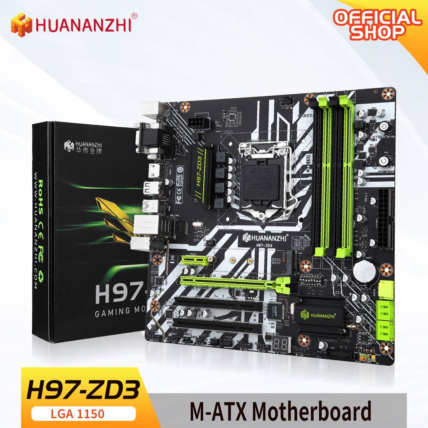 Placa-mãe HUANANZHI H97 ZD3 H97 LGA 1150 M-ATX SATA3 USB3.0 Suporte NVME NGFF M.2 SSD RAM não-ecc core i3 4130 i5 4460 i7 4770