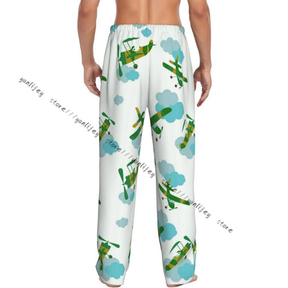 Men Sleep Bottoms Male Lounge Trousers Men's Airplanes And Clouds Pajama Pants