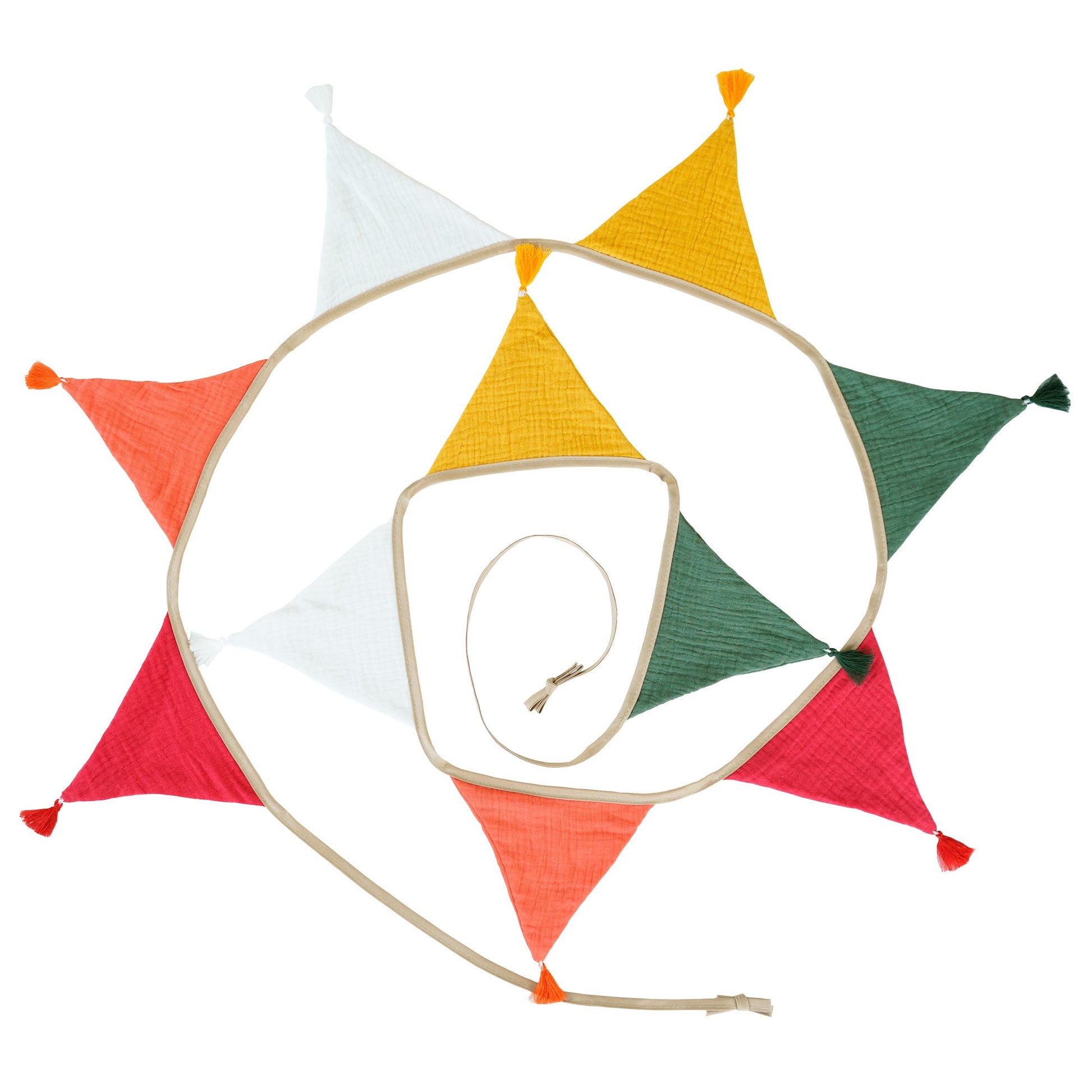 2.6M/8.5FT Nursery Fabric Bunting 10 Triangle Pennant Flags With Tassels Party Decor Banner Home Baby Shower Carnival Garland