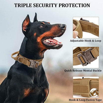 Coleira Tática Estilo Esportivo para Cães, Coleira Utilizável para Cães de Médio a Grande Porte com Capacidade de Tração para Adestramento Canino